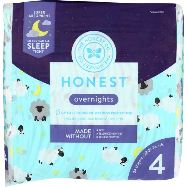 THE HONEST COMPANY: Sleepy Sheep Overnight Diapers Size 4, 24 pk