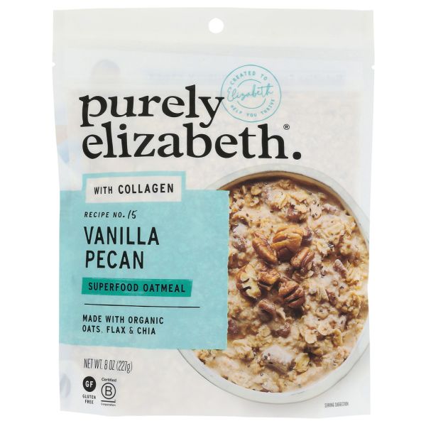 PURELY ELIZABETH: Vanilla Pecan Collagen Protein Oats, 8 oz