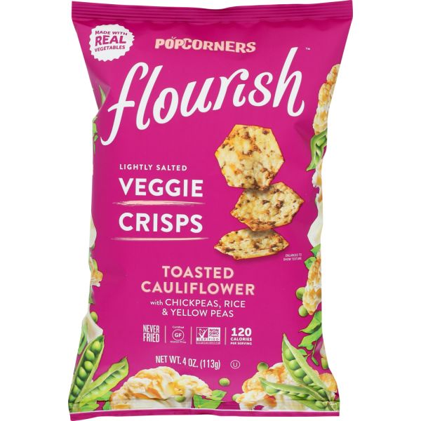 POPCORNERS: Flourish Crisp Veggie Toasted Cauliflower Lightly Salted, 4 oz