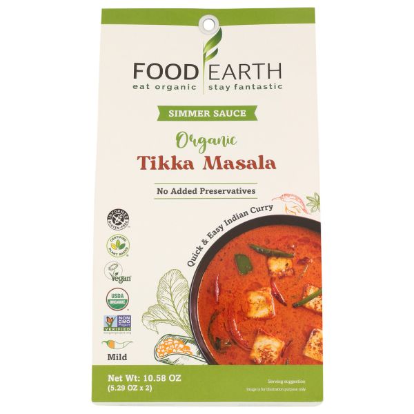 FOOD EARTH: Organic Tikka Masala Simmer Sauce, 10.58 oz
