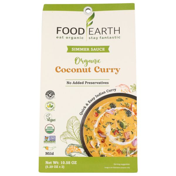 FOOD EARTH: Organic Coconut Curry Simmer Sauce, 10.58 oz