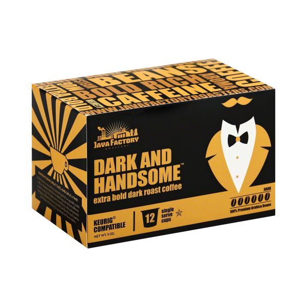 JAVA FACTORY: Coffee Dark Roast Dark and Handsome, 12 pc