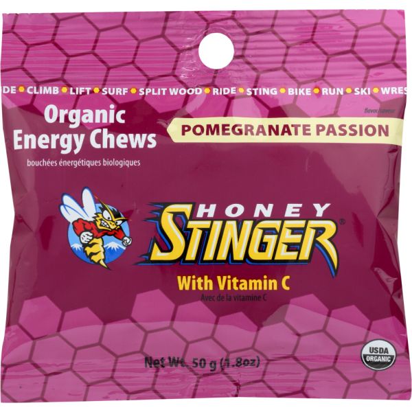 HONEY STINGER: Organic Energy Chews Pomegranate Passion, 1.8 Oz