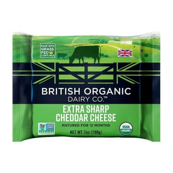 BRITISH ORGANIC DAIRY CO.: Extra Sharp Cheddar Cheese, 7 oz