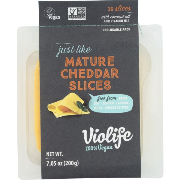 VIOLIFE: Just Like Mature Cheddar Slices Cheese, 7.05 oz