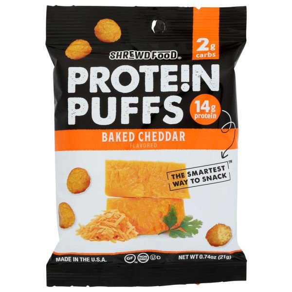 SHREWD FOOD: Protein Puffs Baked Cheddar, 0.74 oz