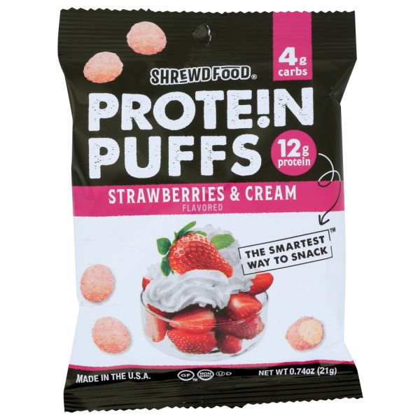 SHREWD FOOD: Strawberries And Cream Protein Puffs, 0.74 oz