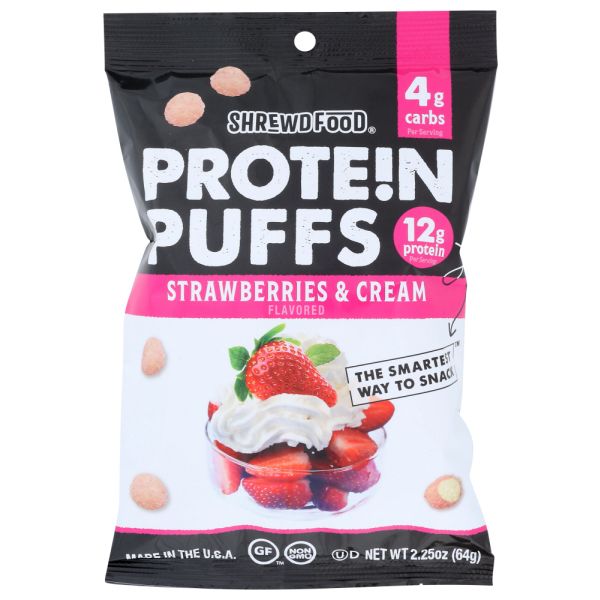 SHREWD FOOD: Protein Puffs Strawberries and Cream, 2.25 oz