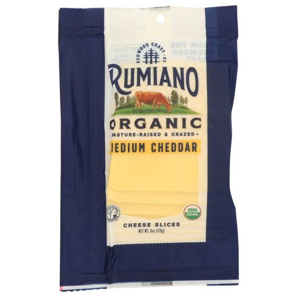 RUMIANO: Organic Sliced Medium Cheddar Cheese, 6 oz