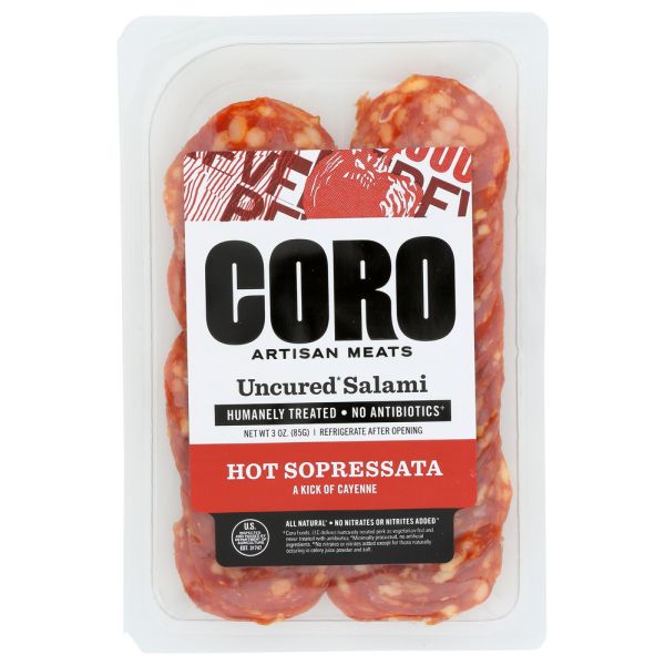 CORO FOODS: Hot Sopressata Salami Sliced Pack, 3 oz