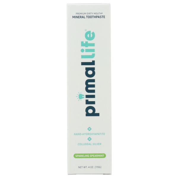 PRIMAL LIFE ORGANICS: Sparkling Spearmint Toothpaste, 4 oz