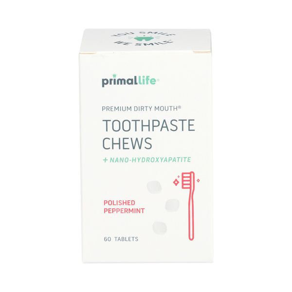 PRIMAL LIFE ORGANICS: Peppermint Toothpaste Chews, 60 tb