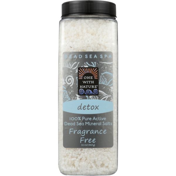ONE WITH NATURE: DETOX Fragrance Free Dead Sea Mineral Bath Salt, 32 oz