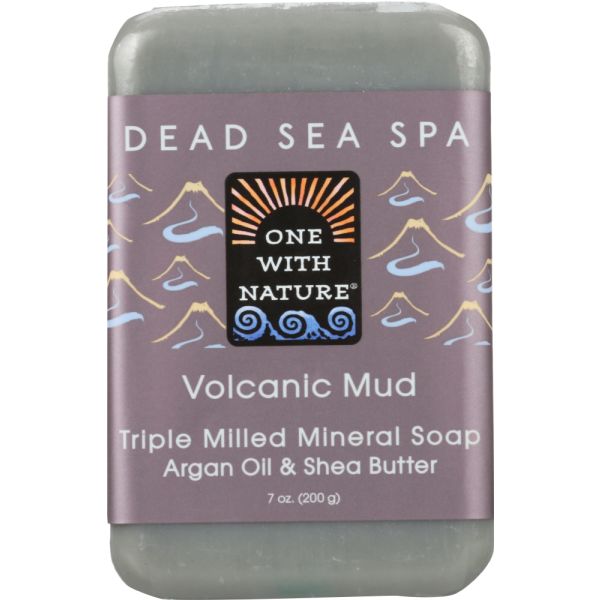 ONE WITH NATURE: Volcanic Mud Triple Milled Mineral Bar Soap Argan Oil & Shea Butter, 7 oz