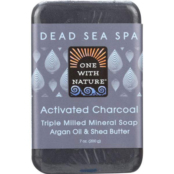 ONE WITH NATURE: Activated Charcoal Soap With Dead Sea Minerals Argan Oil and Shea Butter, 7 oz