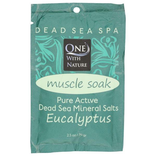 ONE WITH NATURE: 100% Pure Active Dead Sea Minerals Salts Muscle Soothing Eucalyptus, 2.5 oz