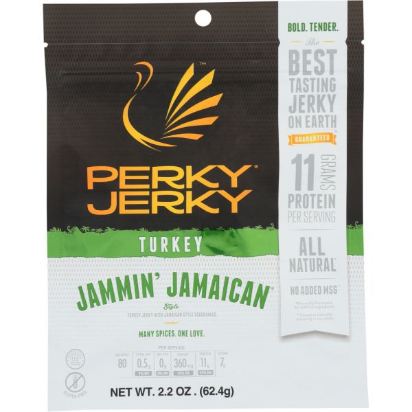 PERKY JERKY: Jerky Turkey Jamaican Style, 2.2 oz