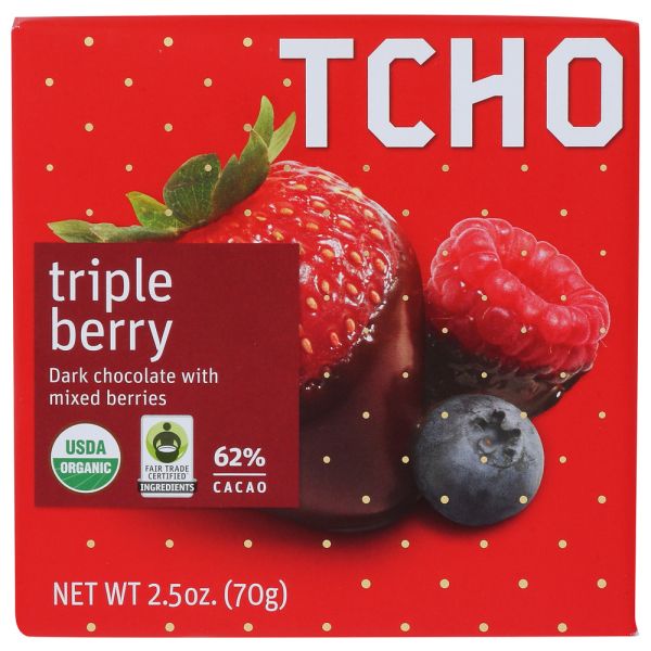 TCHO: Bar Chocolate Dark Triple Berry, 2.5 oz