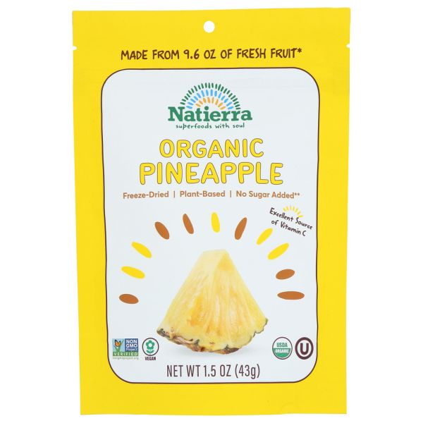 NATIERRA NATURE'S ALL: Organic Freeze Dried Pineapples, 1.5 oz