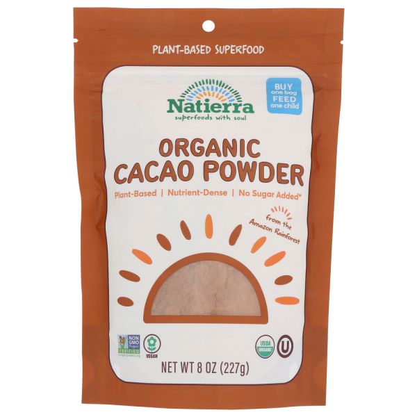 NATIERRA: Organic Cacao Powder Pouch, 8 oz
