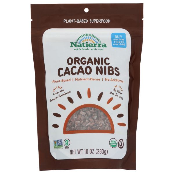 NATIERRA: Organic Raw Cacao Nibs Pouch, 10 oz