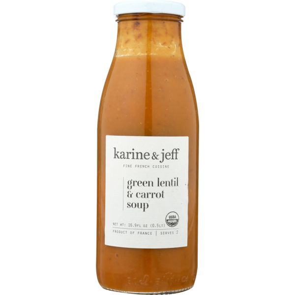 KARINE & JEFF: Soup Green Lentils Carrot, 16.9 oz