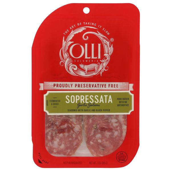 OLLI SALUMERIA: Sopressata Garlic Salami Preservative Free, 3 oz