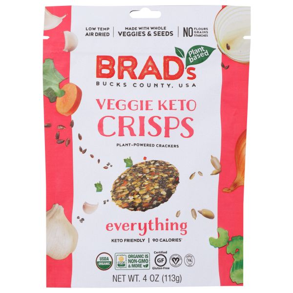 BRADS PLANT BASED: Everything Veggie Keto Crisps, 4 oz