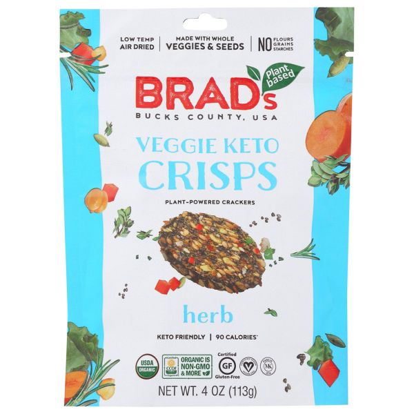 BRADS PLANT BASED: Herb Veggie Keto Crisps, 4 oz