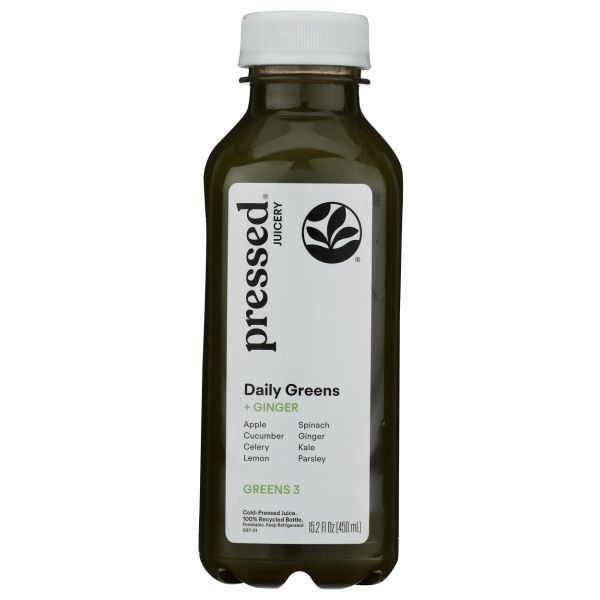 PRESSED JUICERY: Daily Greens With Ginger Juice, 15.2 fo