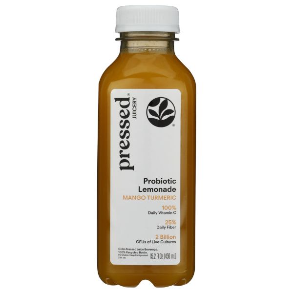 PRESSED JUICERY: Mango Turmeric Probiotic Lemonade, 15.2 fo