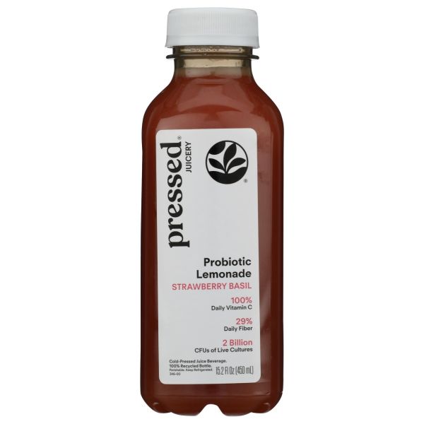 PRESSED JUICERY: Probiotic Lemonade Strawberry Basil, 15.2 fo