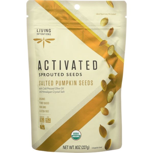 LIVING INTENTIONS: Activated Sprouted Salted Pumpkin Seeds, 8 oz