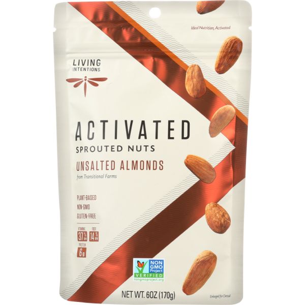 LIVING INTENTIONS: Unsalted Almonds, 6 oz