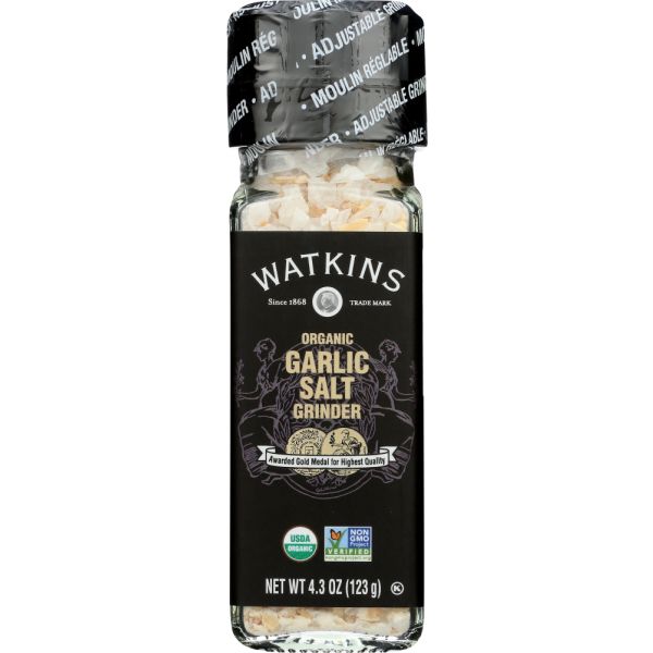 WATKINS: Organic Garlic Salt Grinder, 4.3 oz