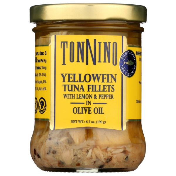 TONNINO: Tuna Fillets with Lemon & Peppers in Olive Oil, 6.7 oz