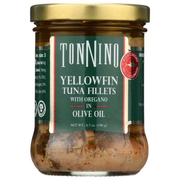 TONNINO: Tuna Fillets with Oregano in Olive Oil Fad Free, 6.7 oz