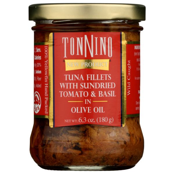 TONNINO: Tuna Fillets With Sundried Tomato And Basil In Olive Oil, 6.3 oz