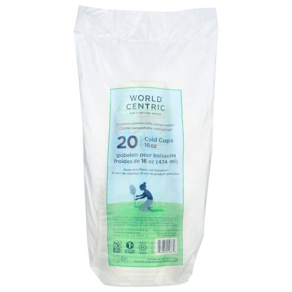 WORLD CENTRIC: 16 oz Cold Cup Clear, 20 pc