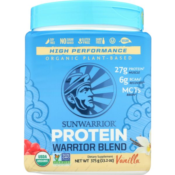 SUNWARRIOR: Warrior Blend Protein Powder Vanilla, 375 gm