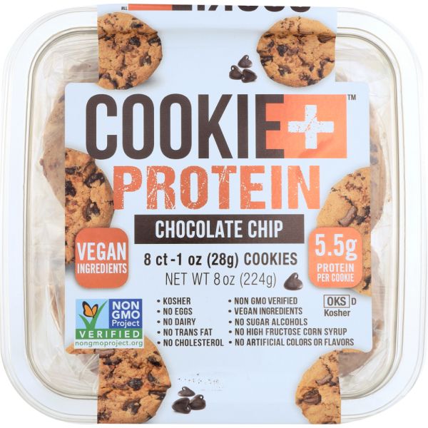 COOKIE PLUS PROTEIN: Chocolate Chip Protein Cookie 8 Count, 8 oz