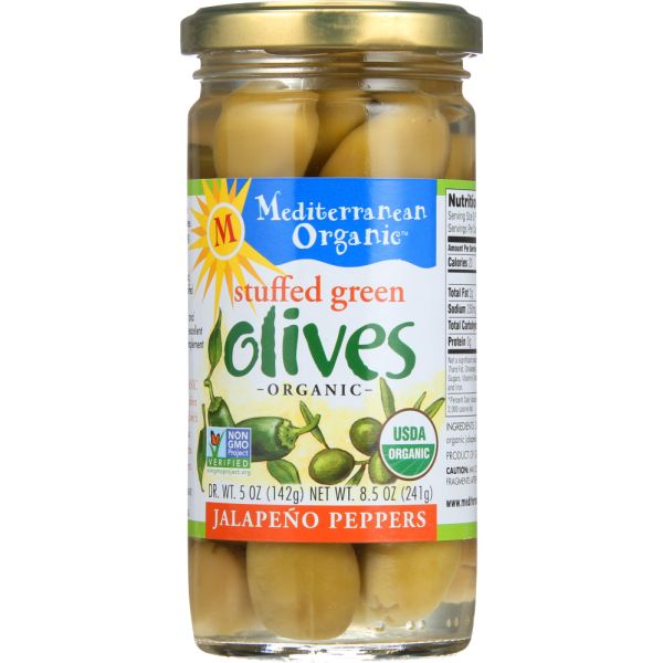 MEDITERRANEAN ORGANICS: Olive Grn Stfd Jalapno, 8.5 oz