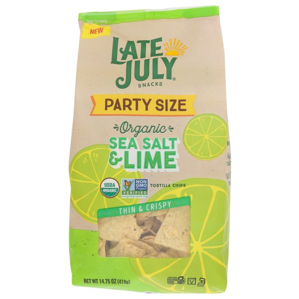 LATE JULY: Organic Restaurant Style Sea Salt Lime Tortilla Chips, 14.75 oz