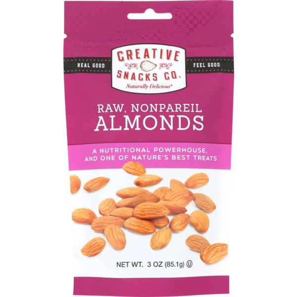CREATIVE SNACK: Raw Nonpareil Almonds Nuts, 3 oz
