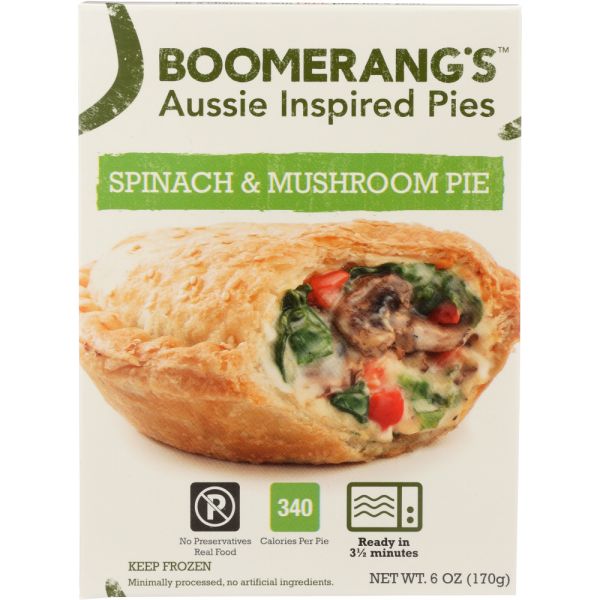 BOOMERANGS: Spinach and Mushroom Aussie Pie, 6 oz