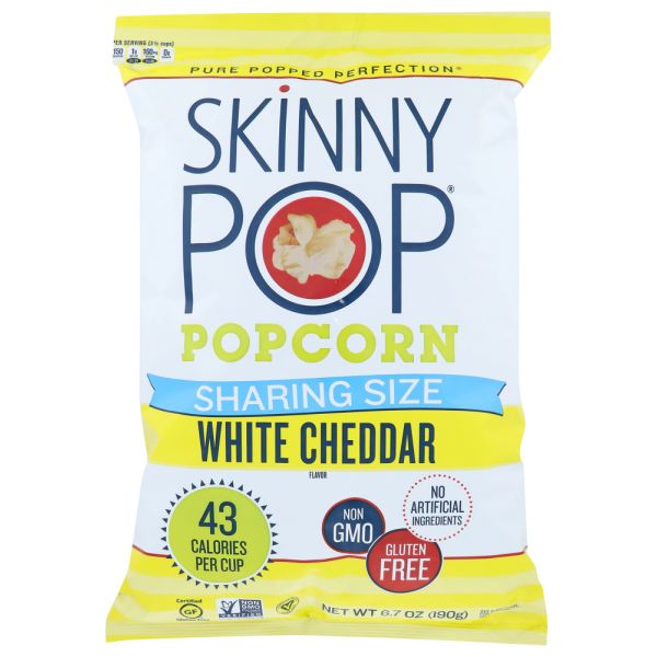 SKINNY POP: Popcorn White Cheddar Sharing Size, 6.7 oz