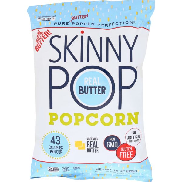 SKINNY POP: Real Butter Popped Corn, 4.4 oz