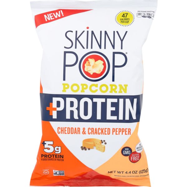 SKINNY POP: Popcorn White Cheddar Crack Pepper, 4.4 oz