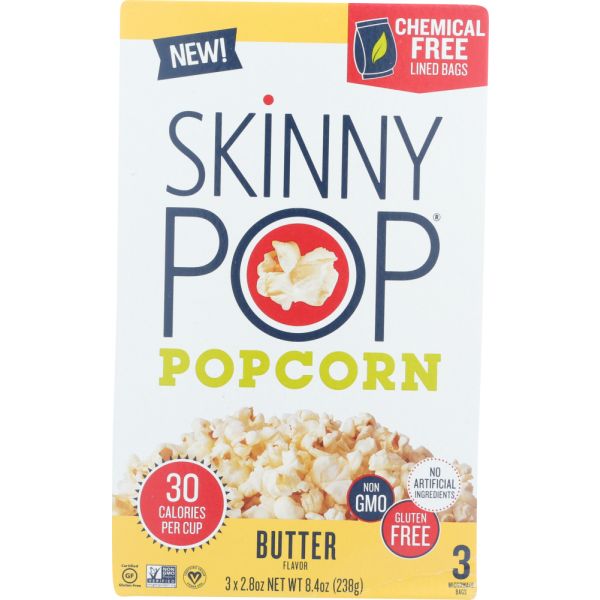 SKINNY POP: Butter Microwave Popcorn, 8.4 oz