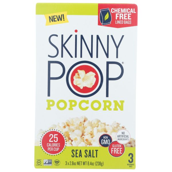 SKINNY POP: Popcorn Sea Salt Microwave, 8.4 oz